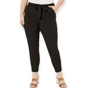 Torrid Tie Front Tapered Leg Pants Black Ankle Plus Size 1 (1X / 14-16) NWT